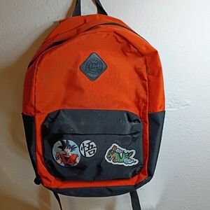 Vibrant Orange and Black Dragonball Z Backpack with Fun Patches